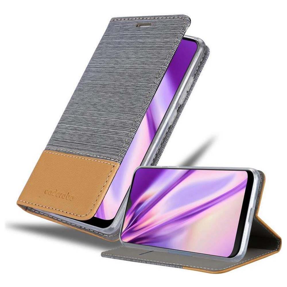 Custodia Compatibile Con Htc Desire 19+ In Grigio Chiaro Marrone - Coperchio Protettiva Con Chiusura Magnetica, Funzione Stand E Tasca Per Le Carte - Foto 1
