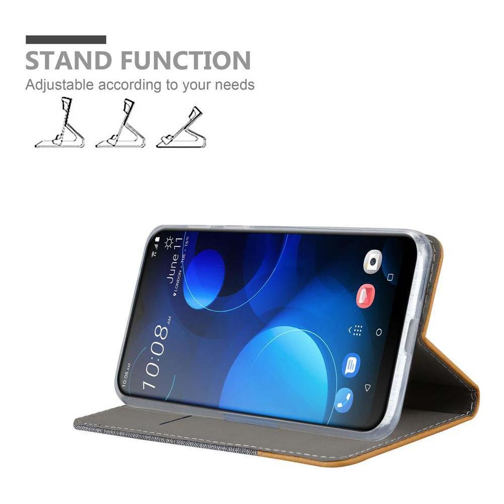 Custodia Compatibile Con Htc Desire 19+ In Grigio Chiaro Marrone - Coperchio Protettiva Con Chiusura Magnetica, Funzione Stand E Tasca Per Le Carte - Foto 2