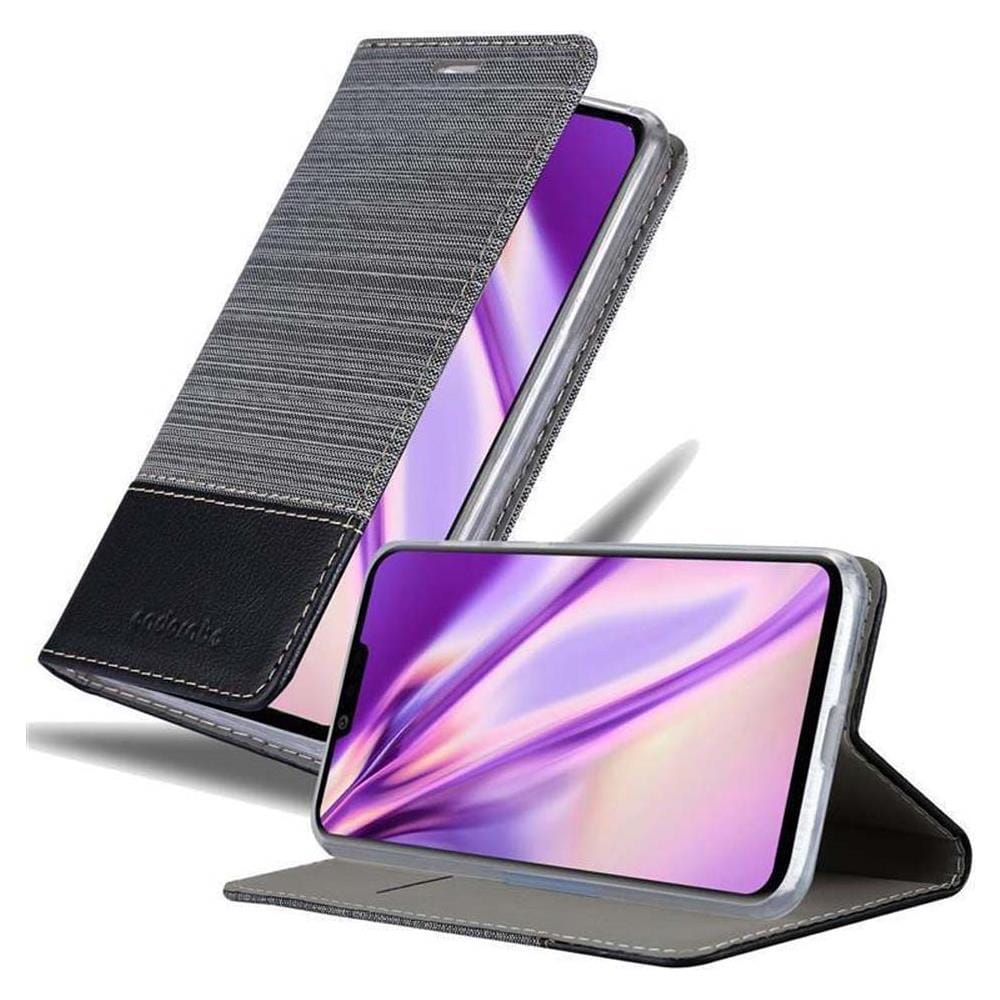 Custodia Compatibile Con Lg G8 In Grigio Nero - Coperchio Protettiva Con Chiusura Magnetica, Funzione Stand E Tasca Per Le Carte - Foto 1