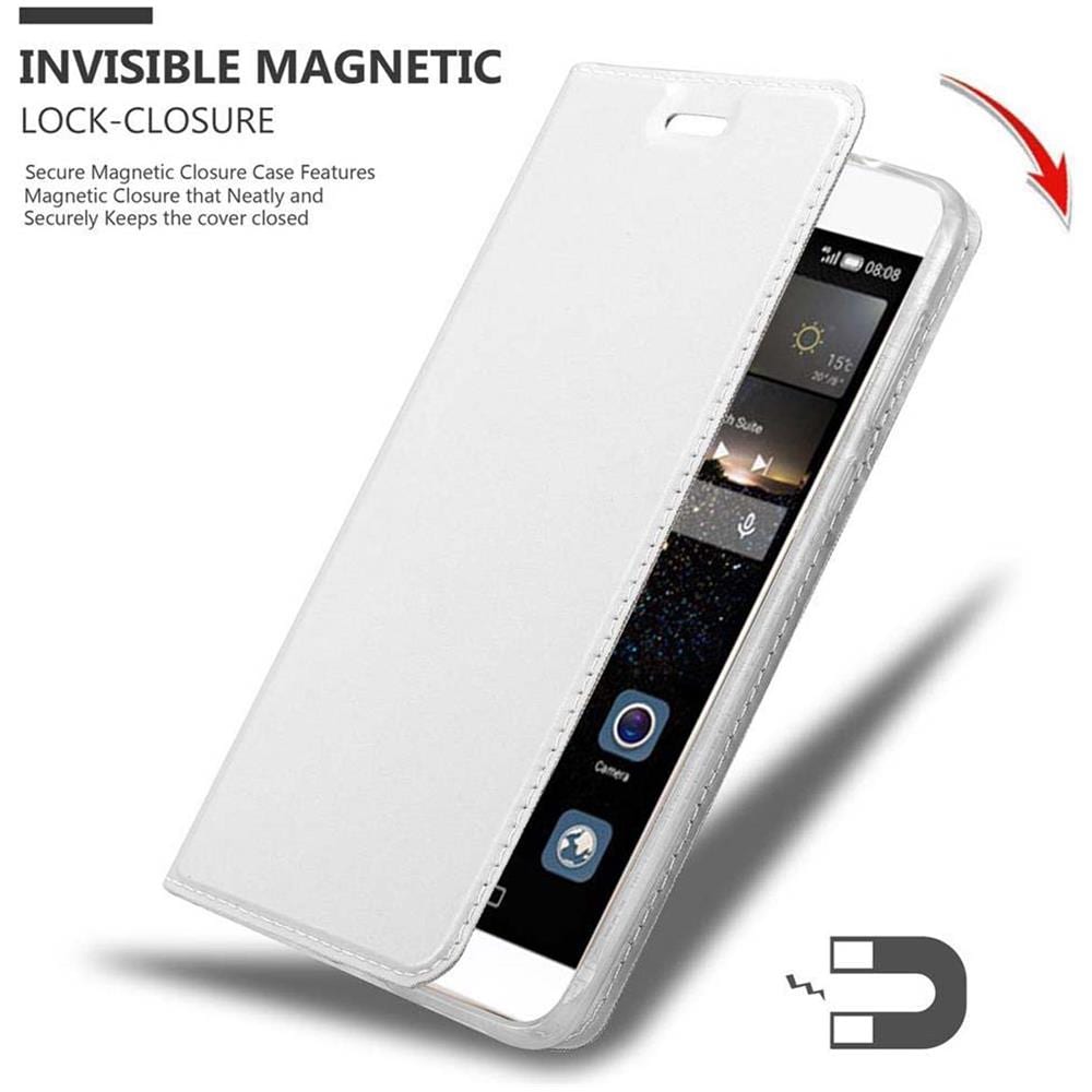 Custodia Compatibile Con Huawei P8 In Classy Argento - Coperchio Protettiva Con Chiusura Magnetica, Funzione Stand E Tasca Per Le Carte - Foto 8