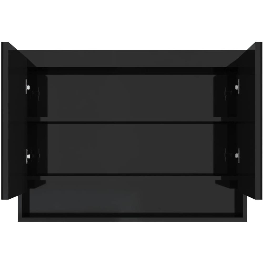 Armadietto A Specchio Per Bagno 80x15x60 Cm Mdf Nero Lucido - Foto 5
