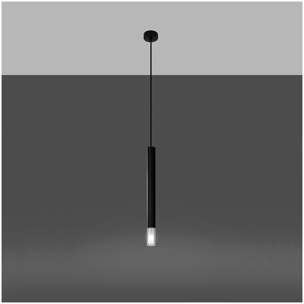 Lampada A Sospensione In Metallo Wezyr 1 Sollux Nero 1200xø80 Mm Metallo - Foto 1