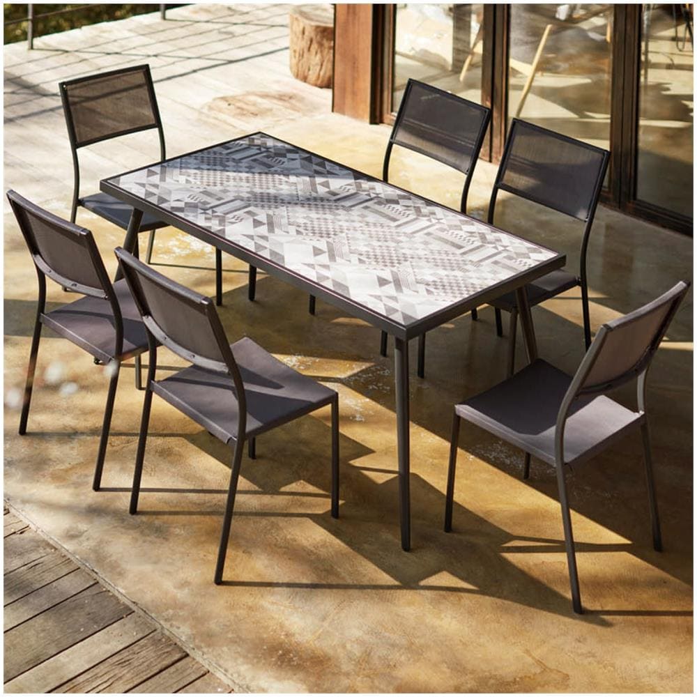 Salotto Da Giardino 6 Posti In Ceramica E Gambe In Metallo Mica - Foto 2