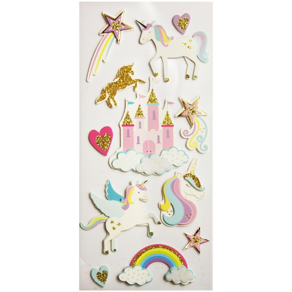 Adesivi Glitterati In Rilievo - Unicorn Kingdom - Foto 1