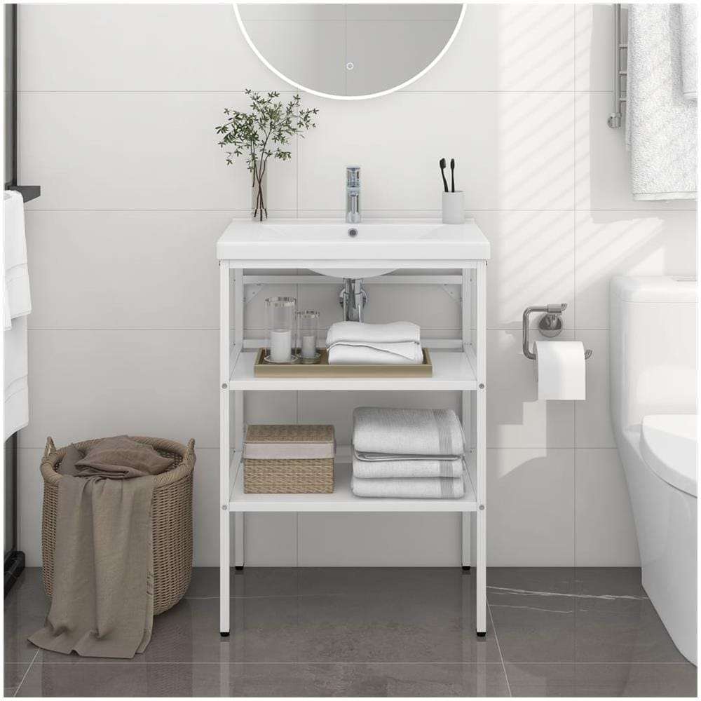 Struttura Per Lavabo Da Bagno Bianca 59x38x83 Cm In Ferro - Foto 1