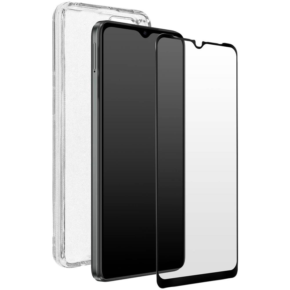 Cover Per Motorola E22i / E22 Trasparente + Vetro Temperato 9h Nero - Foto 1
