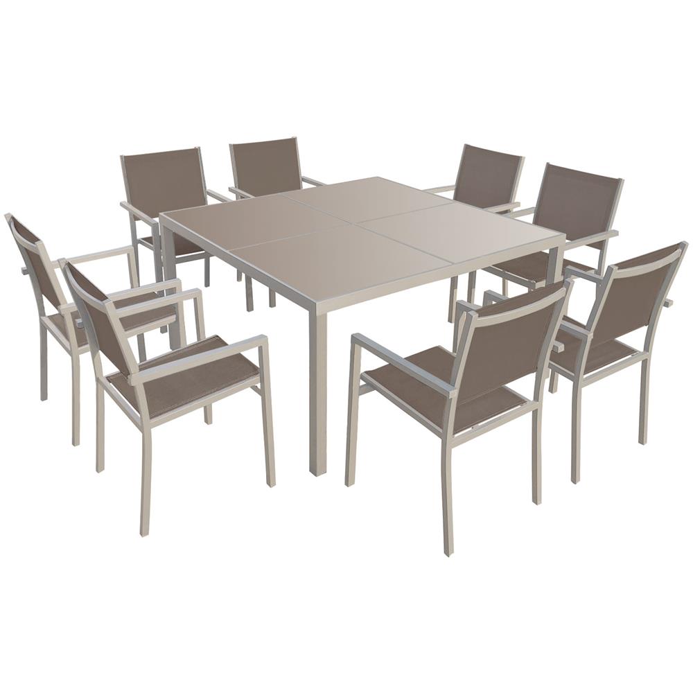Cagliariset Di Mobili Da Giardino In Textilene Taupe 8 Posti - Alluminio Taupe - Foto 1