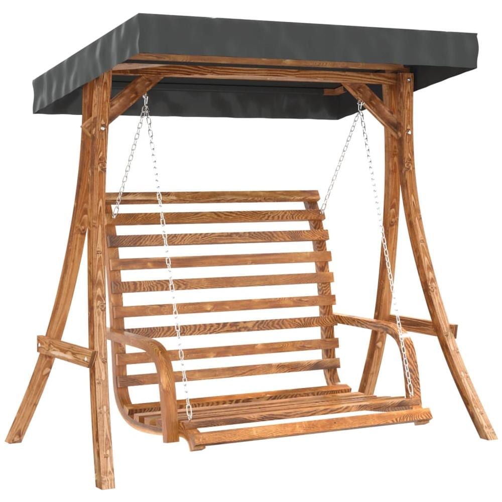 Panca A Dondolo Con Tetto Massello Di Abete Finitura In Teak - Foto 2