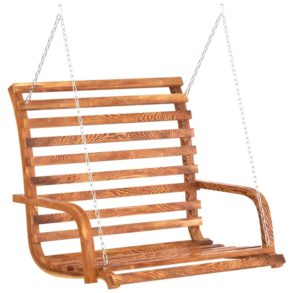 Panca A Dondolo Con Tetto Massello Di Abete Finitura In Teak - Foto 3