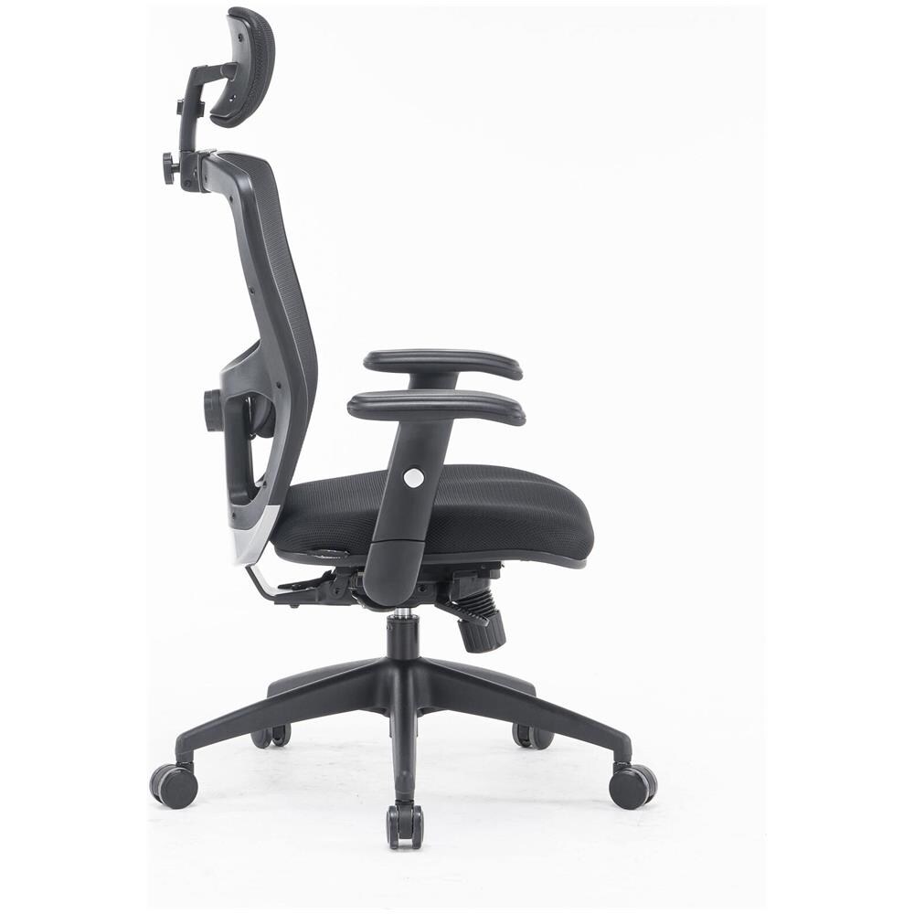 Sedia Da Ufficio Melbourne, Poltrona Direzionale A Rete Con Braccioli, Seduta Ergonomica Da Ufficio, 68x66h120/130 Cm, Nero - Foto 2