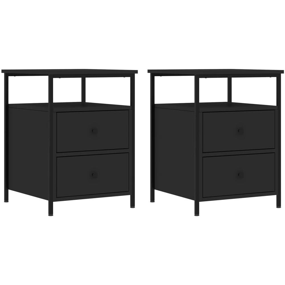 Comodini 2 Pz Neri 44x45x60 Cm In Legno Multistrato - Foto 2