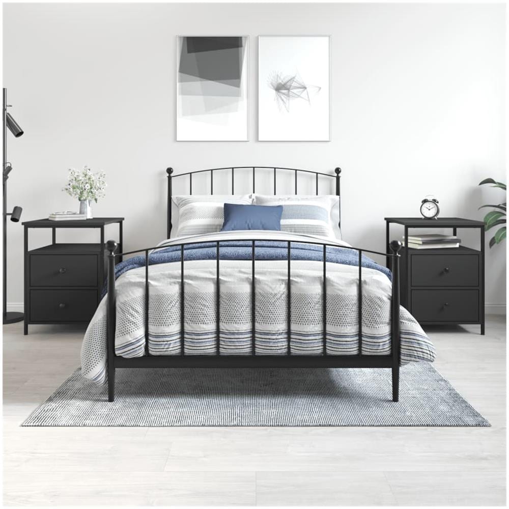 Comodini 2 Pz Neri 44x45x60 Cm In Legno Multistrato - Foto 1