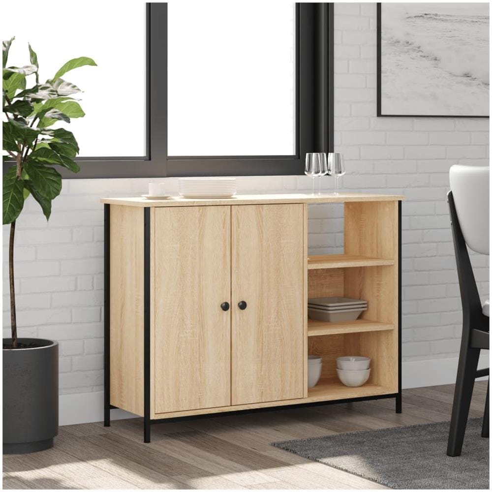 Credenza Rovere Sonoma 100x33x75 Cm In Legno Multistrato - Foto 1