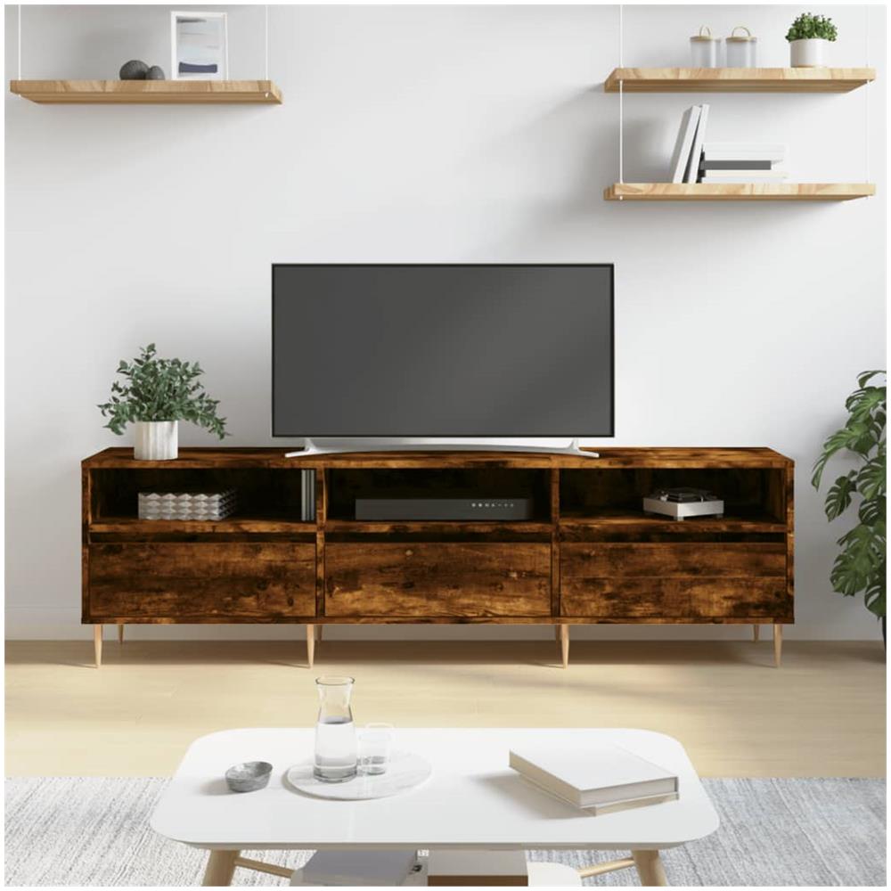 Mobile Porta Tv Rovere Fumo 150x30x44,5 Cm In Legno Multistrato - Foto 1