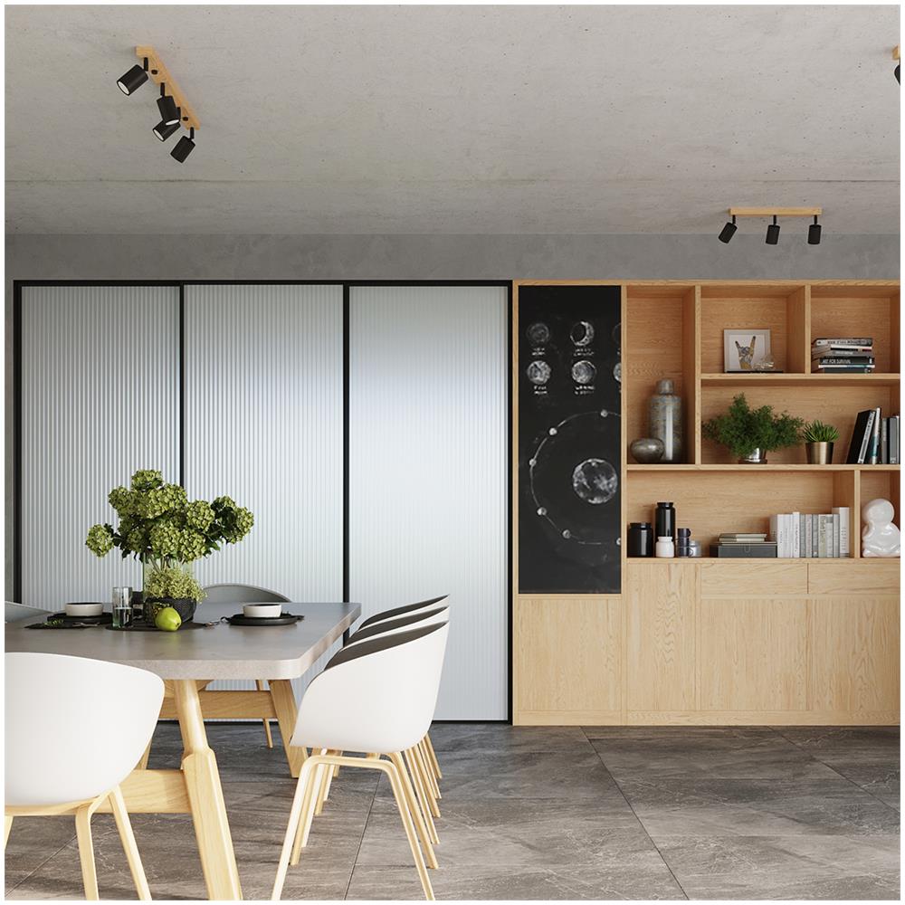 Lampada A Soffitto Verdo 3l Nero Sl. 1293 - Moderno Lampade Da Soffitto Legno Nero 17.5x61x45 Cm - Foto 1