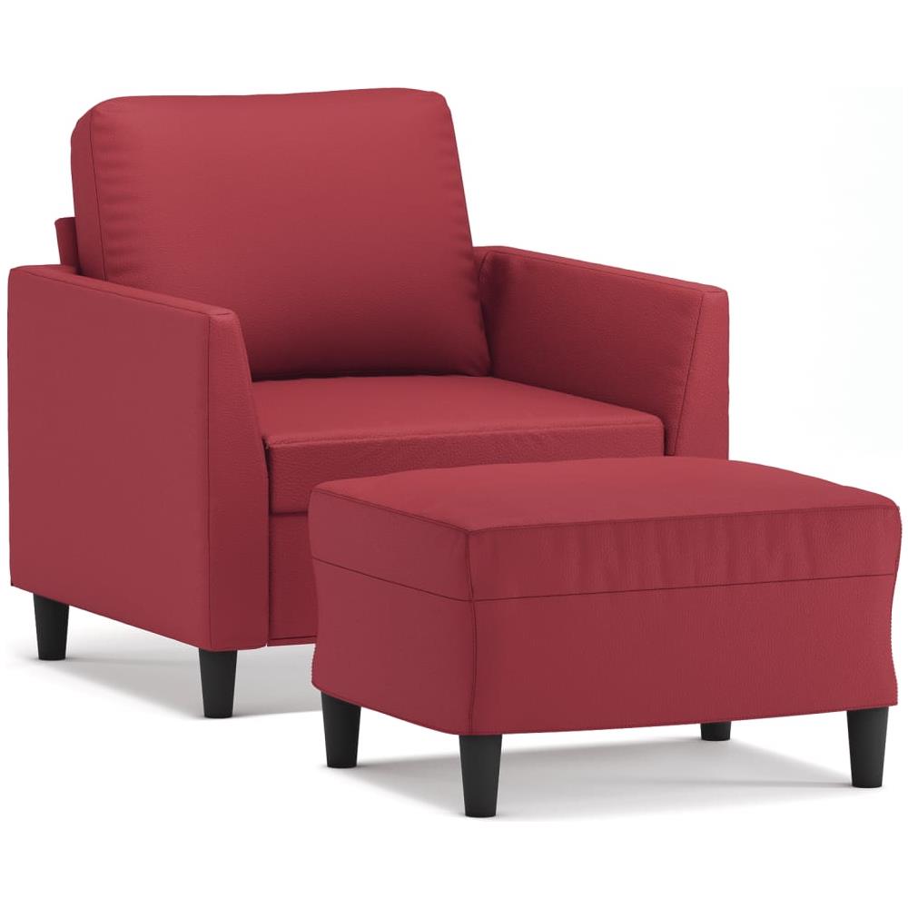 Poltrona Con Poggiapiedi Rosso Vino 60 Cm In Similpelle - Foto 2