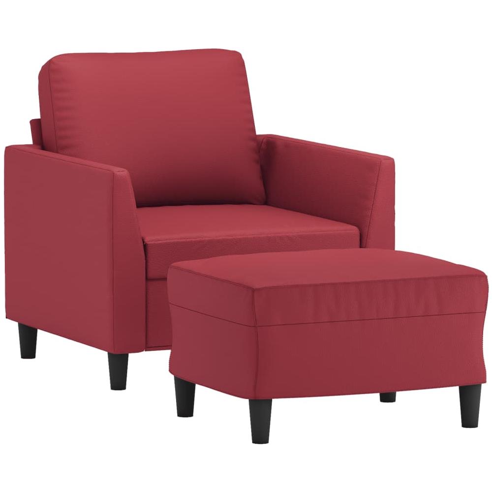 Poltrona Con Poggiapiedi Rosso Vino 60 Cm In Similpelle - Foto 3
