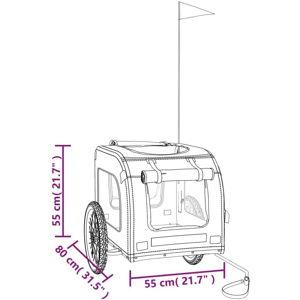 Rimorchio da Bici per Animali Rosso e Grigio Oxford e Ferro - Foto 10