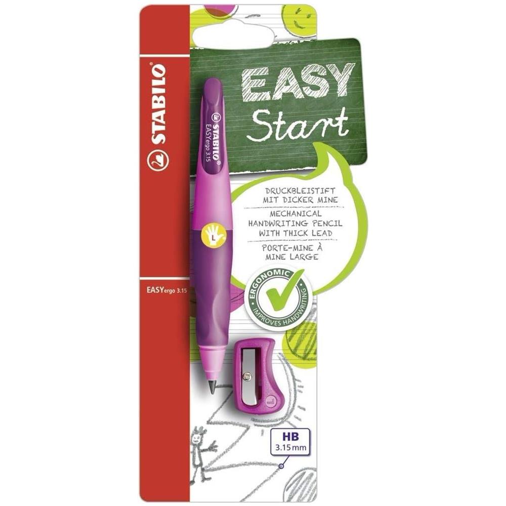EASYergo 3.15 - Matita a scatto Ergonomica - Rosa /Lilla per Mancini - con mina 3.15 mm gradazione HB e temperino - Foto 1