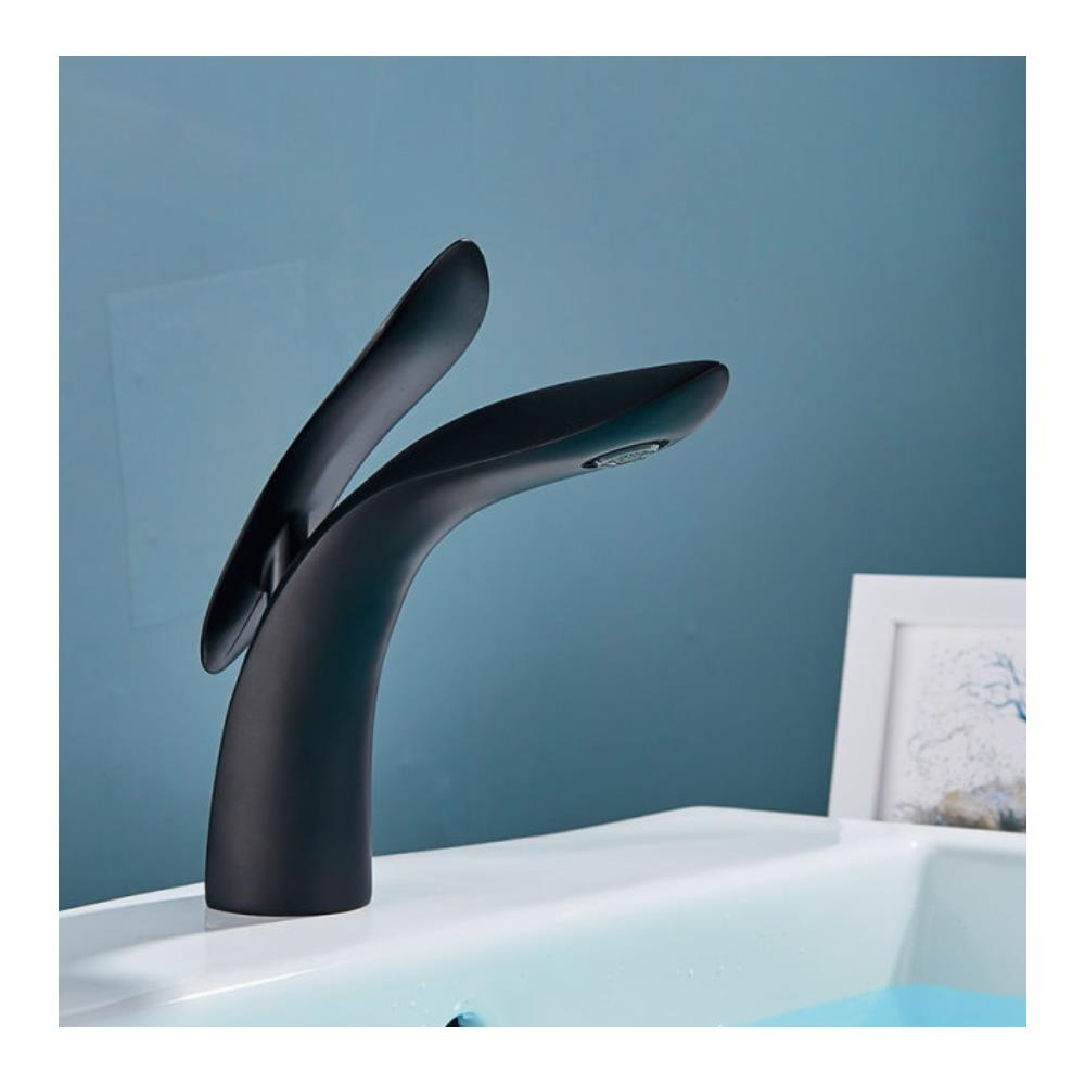 Rubinetto per lavabo da bagno, Blackswan, tipo M89, modello nero opaco, misura 20 cm - Foto 2