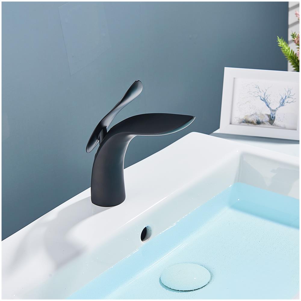 Rubinetto per lavabo da bagno, Blackswan, tipo M89, modello nero opaco, misura 20 cm - Foto 4