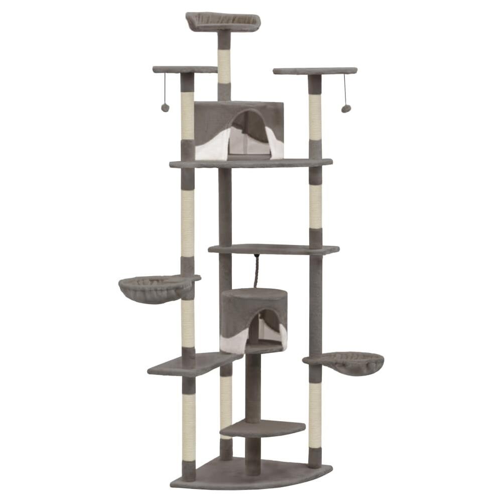 Albero Per Gatti Con Tiragraffi In Sisal 203 Cm Grigio E Bianco - Foto 2