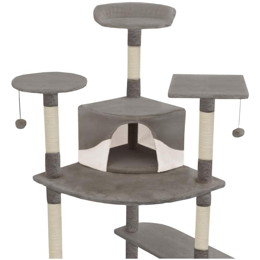 Albero Per Gatti Con Tiragraffi In Sisal 203 Cm Grigio E Bianco - Foto 6
