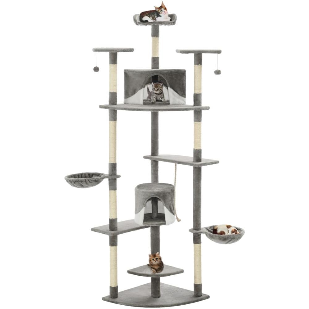 Albero Per Gatti Con Tiragraffi In Sisal 203 Cm Grigio E Bianco - Foto 1
