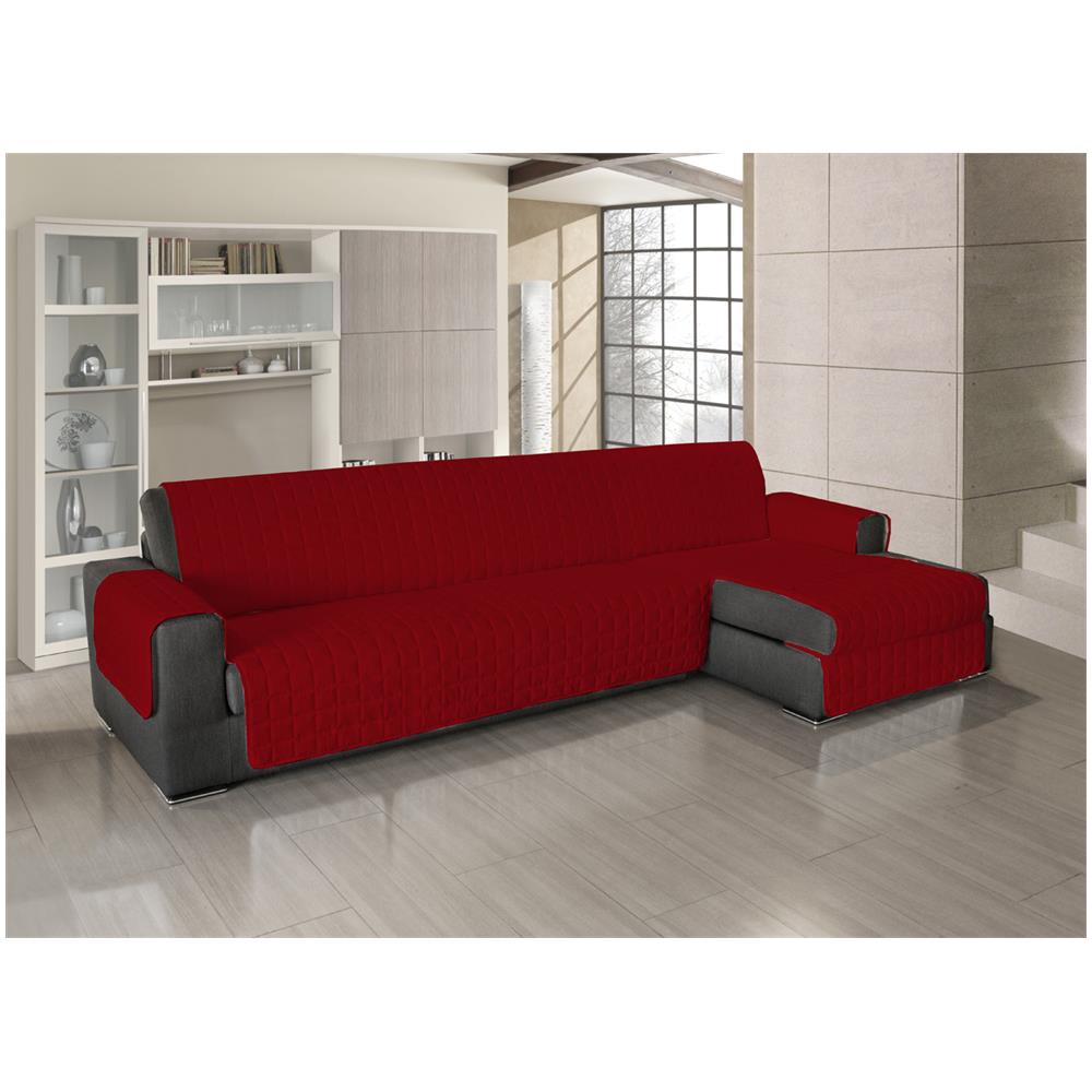 Copridivano Trapuntato Per Divani Con Penisola In Tinta Unita Colore Rosso 190-195 Cm Rosso - Foto 5