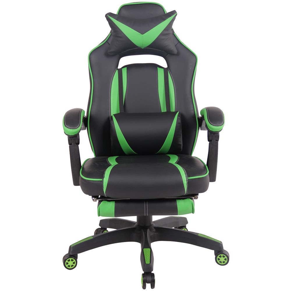 Sedia Gaming Heat con Poggiapiedi in Similpelle I Poltrona Racing Scrivania con Schienale Reclinabile E Doppio Cuscino Nero / Verde - Foto 2
