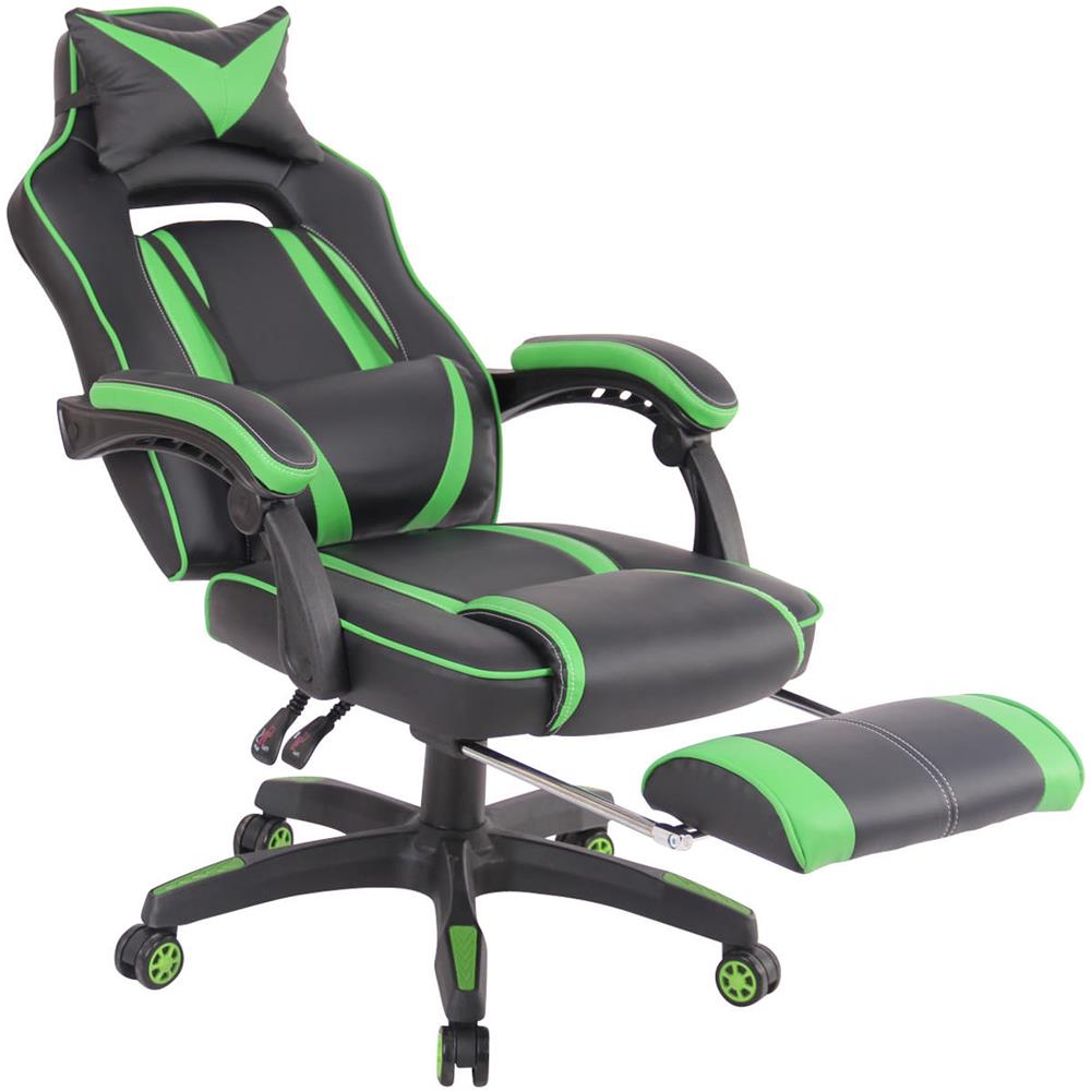 Sedia Gaming Heat con Poggiapiedi in Similpelle I Poltrona Racing Scrivania con Schienale Reclinabile E Doppio Cuscino Nero / Verde - Foto 5