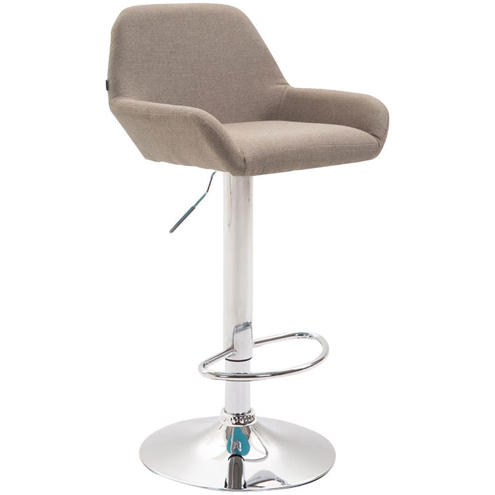 Sgabello Bar Braga In Stoffa I Sedia Cucina Con Schienale E Braccioli Regolabile I Sedia Sgabello Bancone Imbottita Tortora Cromato - Foto 1