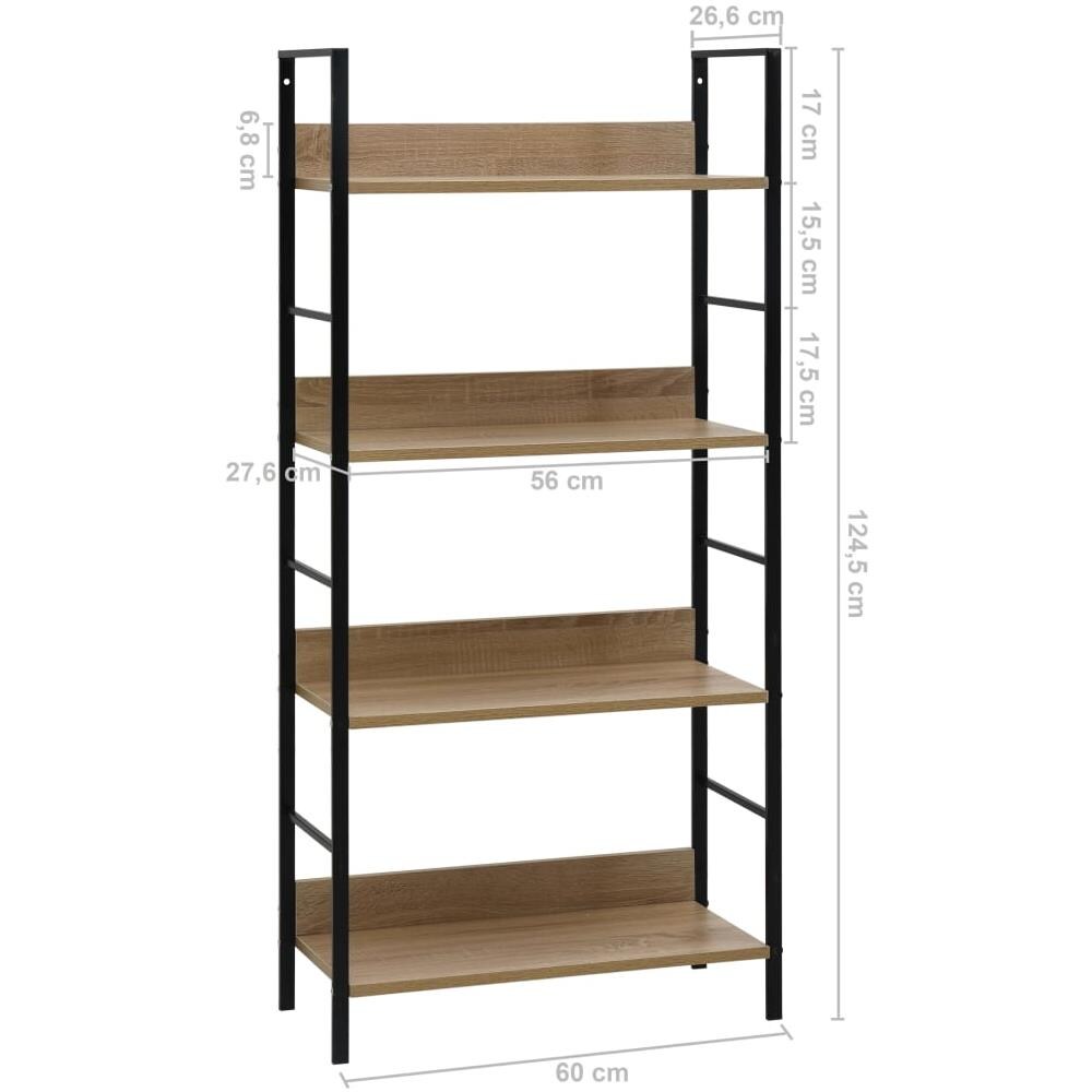 Scaffale Libri 4 Ripiani Rovere 60x27,6x124,5 Legno Multistrato - Foto 7