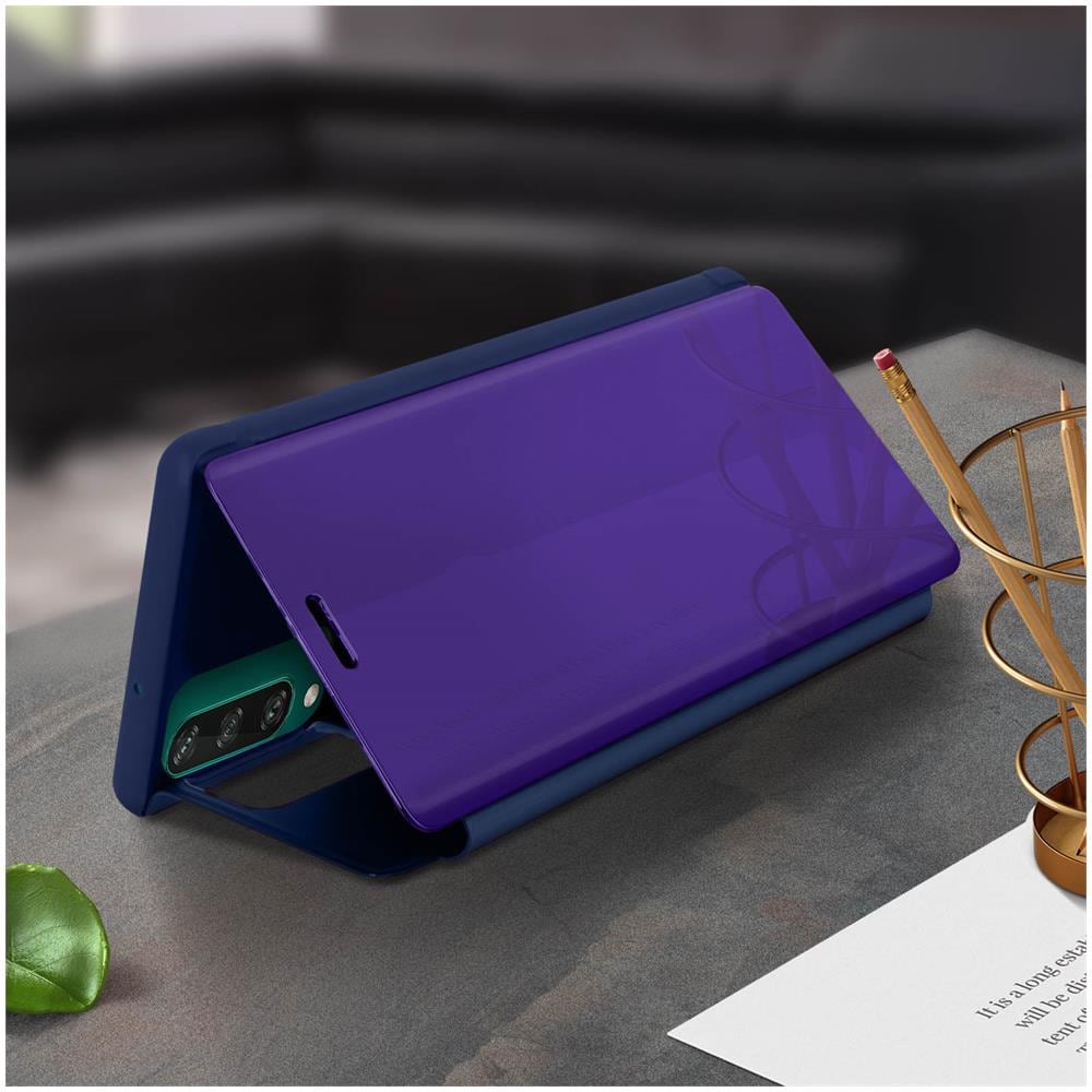 Custodia Huawei Y6p Sportellino Translucido Specchio Con Supporto Viola - Foto 2