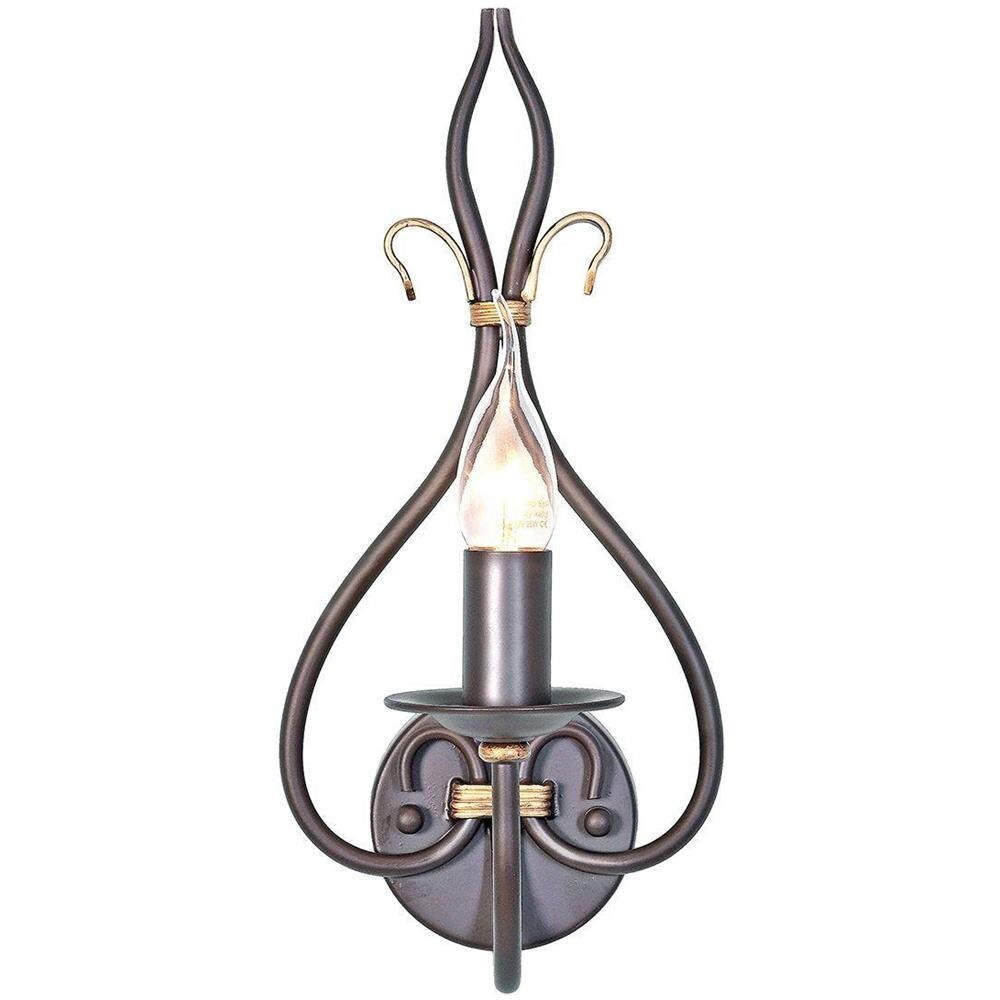Applique Da Interno A 1 Luce Con Candela Oro, Ruggine, Attacco E14 - Foto 1