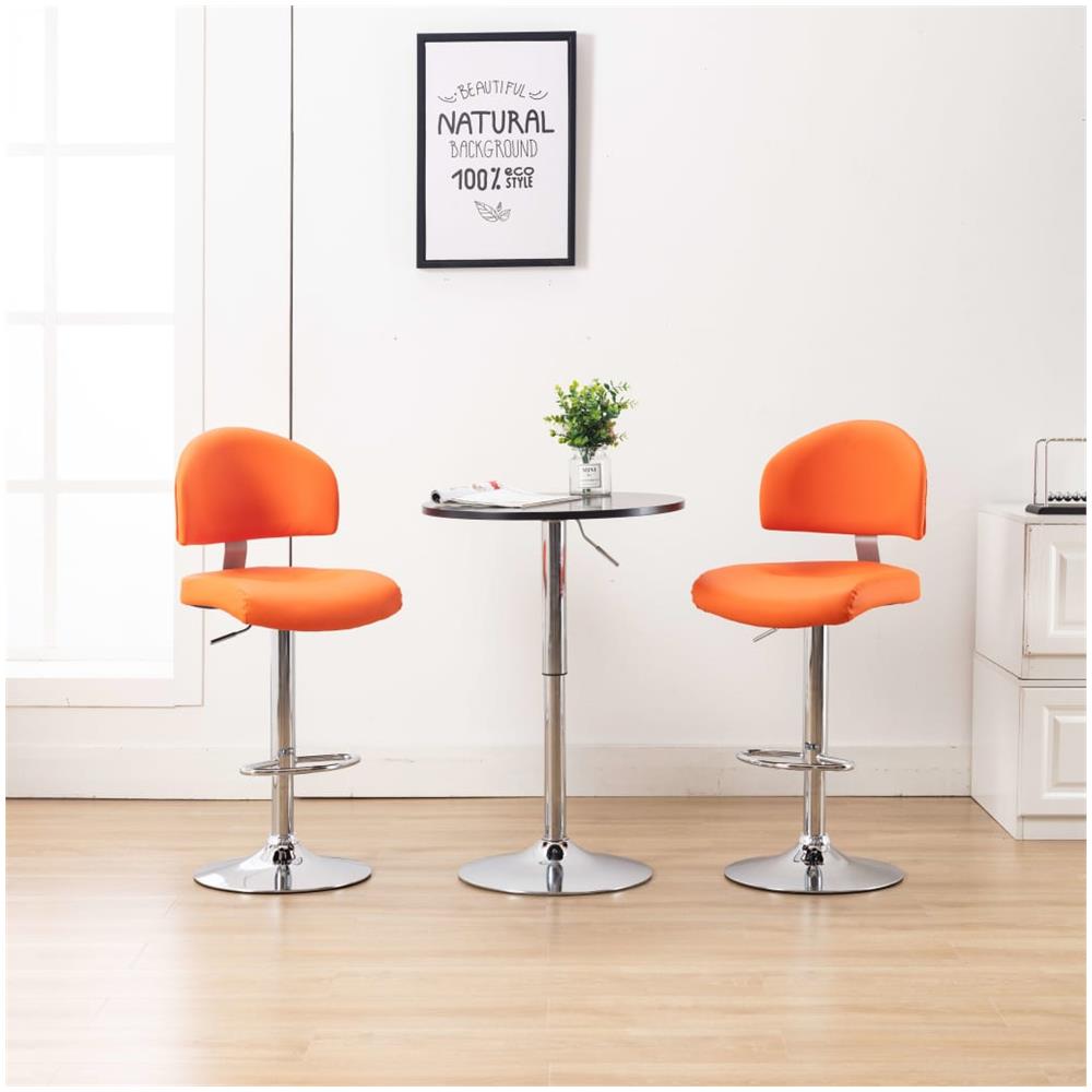Sgabelli Da Bar 2 Pz Arancioni In Similpelle - Foto 1