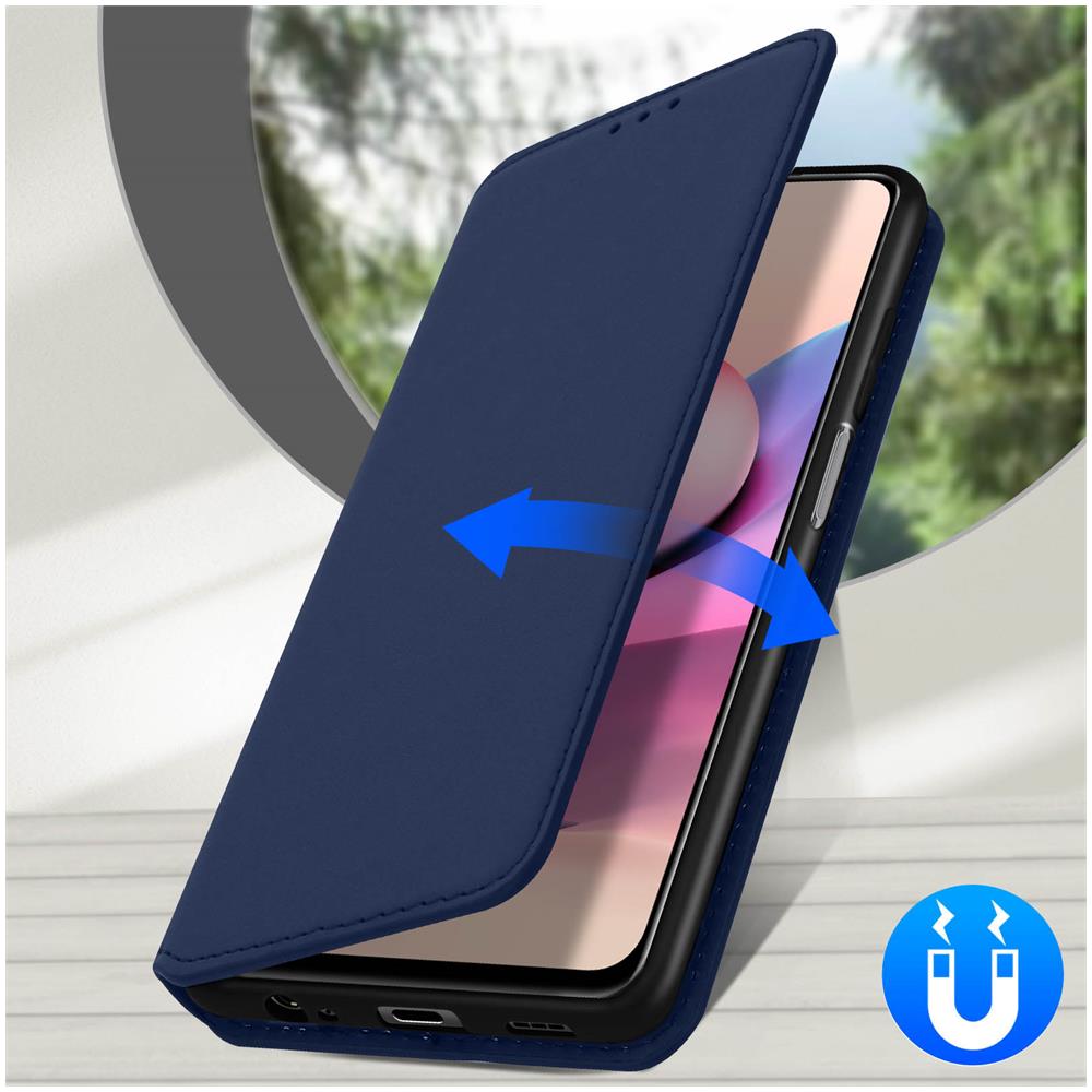 Custodia Xiaomi Redmi Note 10 / 10s Portacarte Funzione Supporto Similpelle Blu - Foto 5