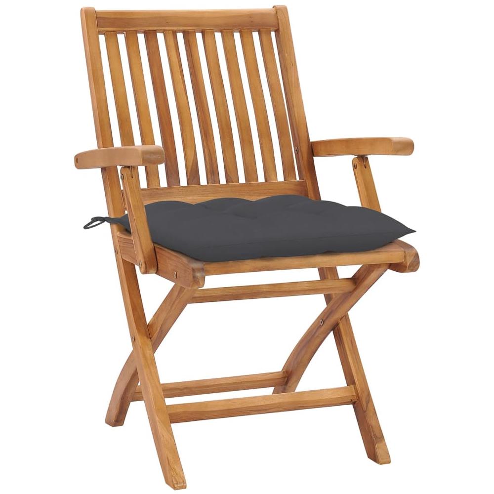 Sedie da Giardino Pieghevoli con Cuscini 4 pz Massello di Teak - Foto 2
