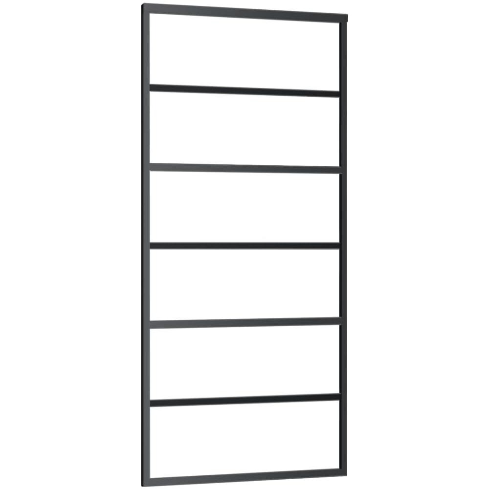 Porta Scorrevole In Vetro Esg E Alluminio 90x205 Cm Nera - Foto 1