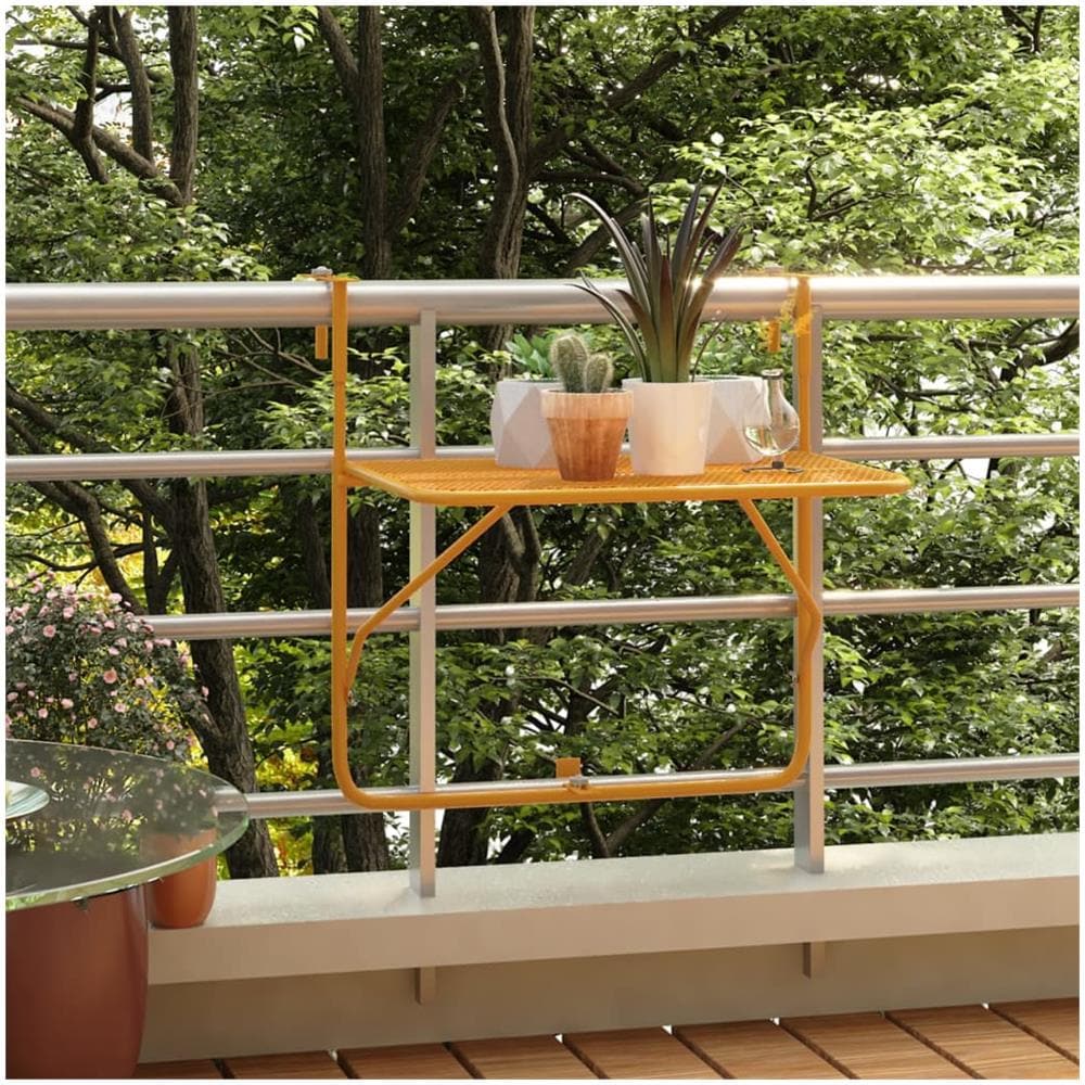 Tavolo Da Balcone Giallo 60x40 Cm In Acciaio - Foto 1