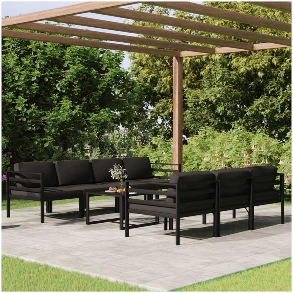 Set Divani Da Giardino 8 Pz Con Cuscini In Alluminio Antracite - Foto 1