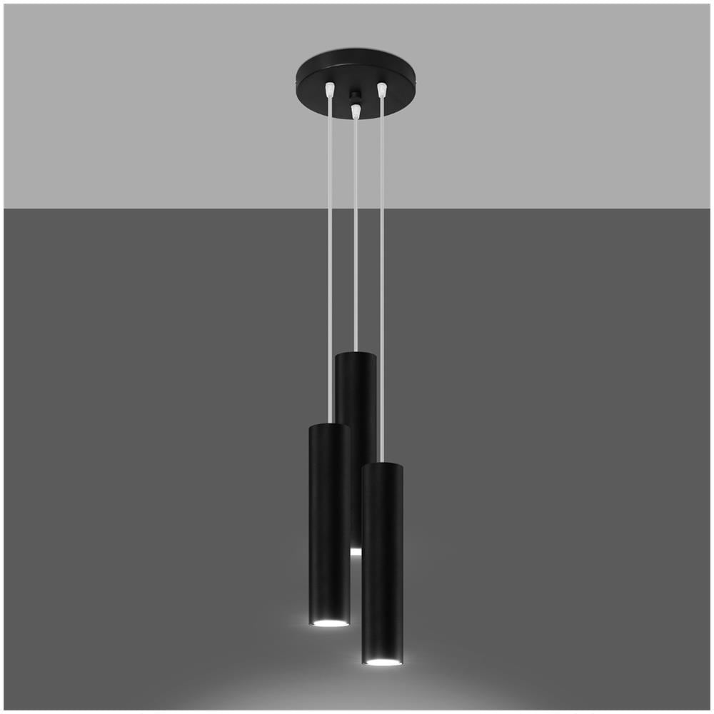 Lampada A Sospensione Metallo Lagos 3p Nero 1100xø200 Mm Metallo - Foto 11