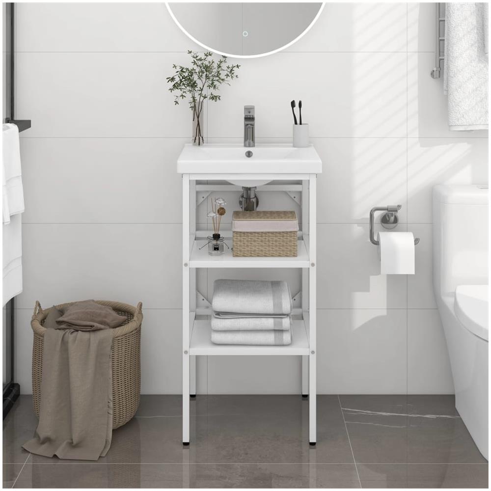 Struttura Per Lavabo Da Bagno Bianca 40x38x83 Cm In Ferro - Foto 1
