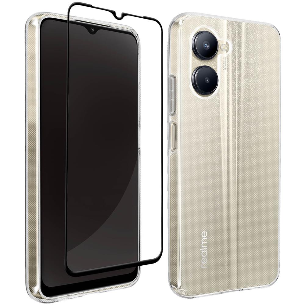 Cover Per Realme C23 Silicone Trasparente + Vetro Temperato 9h Nero - Foto 2