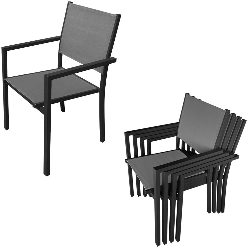 Set Di Mobili Da Giardino Allungabili In Textilene Grigio Firenze 8 Posti - Alluminio Antracite - Foto 2
