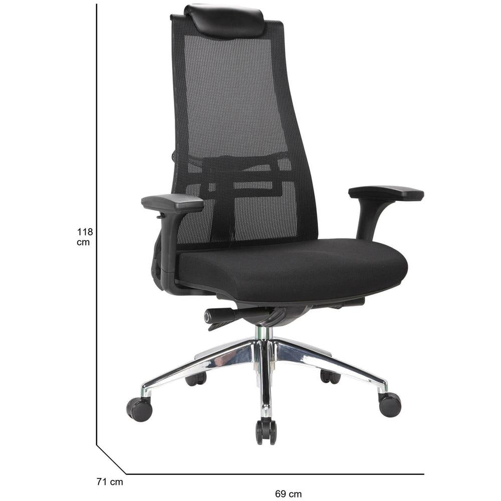 Sedia Da Ufficio Sydney, Poltrona Direzionale A Rete Con Braccioli, Seduta Ergonomica Da Ufficio, 71x69h110/118 Cm, Nero - Foto 2