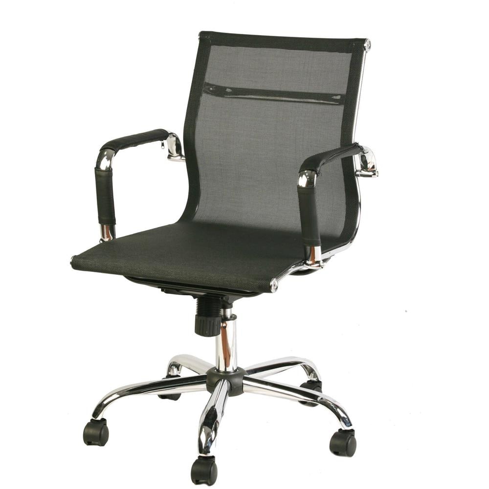 Sedia Con Ruote Placida, Poltrona Direzionale Con Braccioli, Sedia Ergonomica Da Ufficio, Nero, 62x54h92/102 Cm - Foto 1