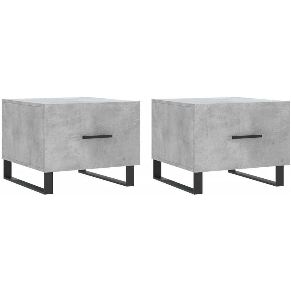 Tavolini Salotto 2pz Grigio Cemento 50x50x40 Legno Multistrato - Foto 2
