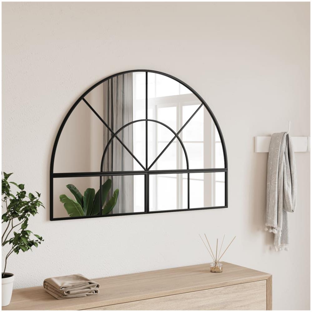 Specchio Da Parete Nero 100x70 Cm Arco In Ferro - Foto 1