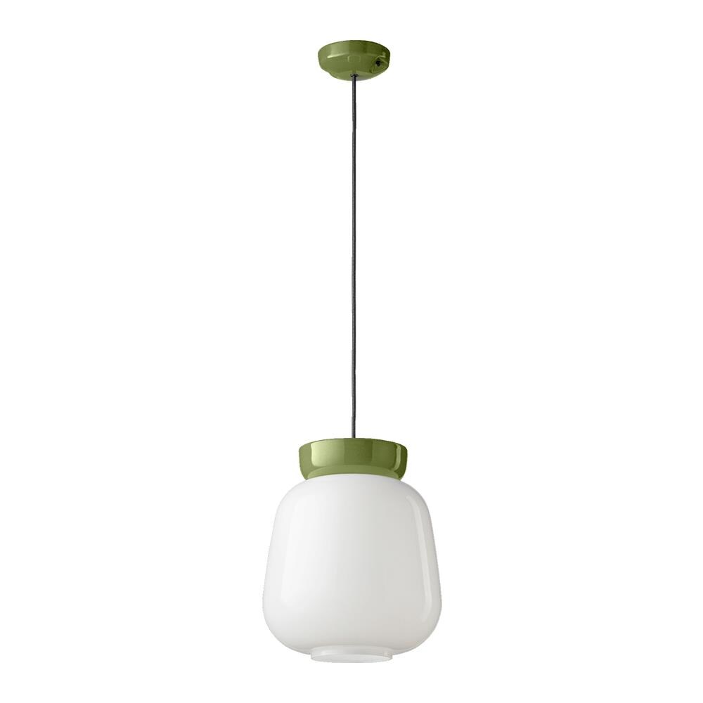 Sospensione Vintage Piccola Decò Corcovado Ceramica-vetro Bianco-verde E27 - Foto 1